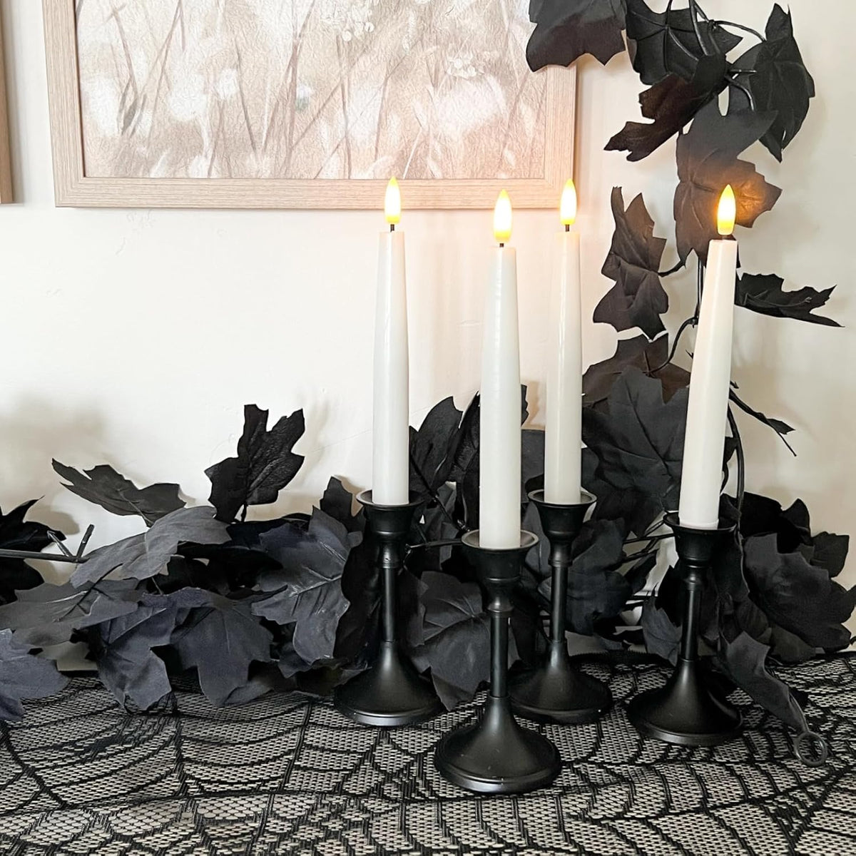 CQURE 3 Pack Black Fall Leaf Garland,Total 17.7t Halloween Garland Hanging Vines Artificial Fall Maple Leaves Thanksgiving Decor for Home Wedding Fireplace Christmas