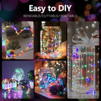 Fairy Lights Battery Operated String Lights 16.4ft 50LED Flashing and Constant Light Waterproof Silver Wire for Christmas DIY Party Bedroom Wedding (Multicolor, 4 Pack)