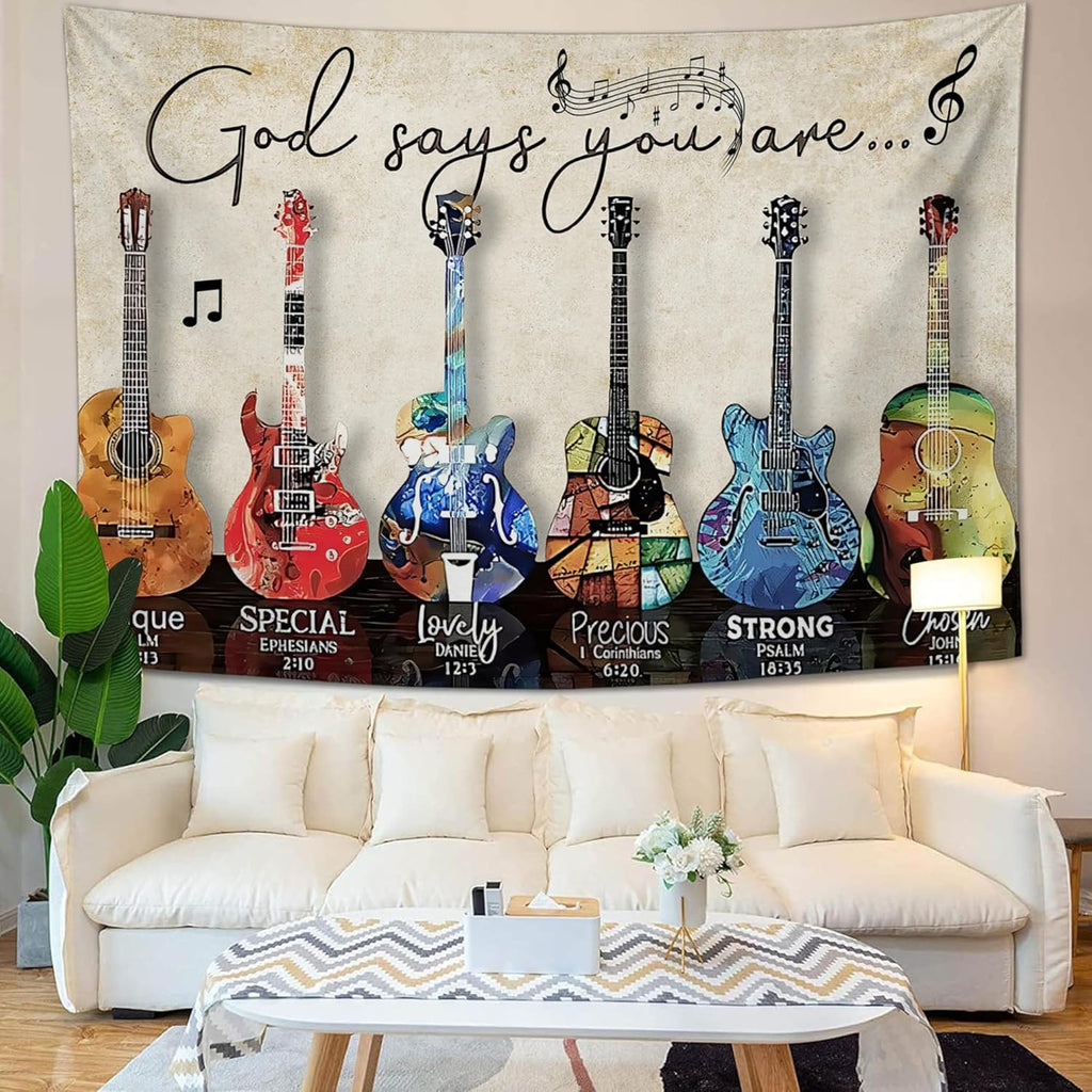 yowecso Musical Guitar Tapestry Rock Guitar Tapestry Wall Hanging for Bedroom Cool Rock Music Tapestries Aesthetic Wall Decor for Home Dorm Living Room 50"x60"