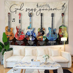 yowecso Musical Guitar Tapestry Rock Guitar Tapestry Wall Hanging for Bedroom Cool Rock Music Tapestries Aesthetic Wall Decor for Home Dorm Living Room 50"x60"