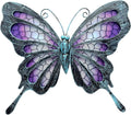 POXOHO Metal Butterfly Wall Decor - Purple Mosaic Glass Art Sculpture with Metal Frame, 11 Inch Hanging Garden Ornaments for Outdoor Fence, Patio Yard, Indoor Bedroom & Living Room Home Decoration