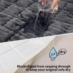 Fixwal Waterproof Flannel Dog Couch Cover, 27.6" x 70.9", Dark Grey | - Image 4