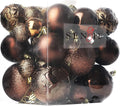 Senjie Brown Shatterproof Christmas Ornaments, 32 Pcs Spherical Balls for Xmas Trees