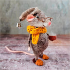 Felted Mouse, Cute Miniature Dollhouse Felt Mouse Ornament, Felt Wool Mice Figurine for Holiday Decor, Needle Felted Mouse Doll Decorations Festival Statue (Teacup)