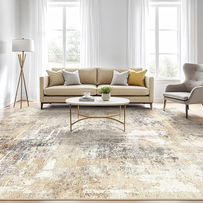 LOONGRUG 4x6 Area Rug Machine Washable Neutral Modern Abstract Rugs | Soft - Image 5