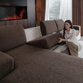 Couch Cushion Covers for Sectional Sofa, Stretch Soft Sofa Slipcovers Washable Wear-Resistant Universal Furniture Protector for Living Room(3 Seaters Covers, Brown)