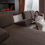 Couch Cushion Covers for Sectional Sofa, Stretch Soft Sofa Slipcovers Washable Wear-Resistant Universal Furniture Protector for Living Room(3 Seaters Covers, Brown)