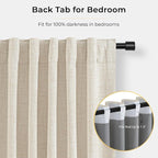 INOVADAY Linen Textured 100% Blackout Sliding Door Curtains 102x90 Cream | 1 - Image 6
