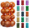 XmasExp 16ct Christmas Ball Ornaments Set Yellow Shatterproof Xmas Tree Hanging Decorations for Fall Thanksgiving Holiday Decor (Orange, 3.15“)