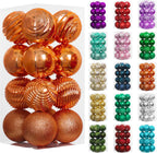XmasExp 16ct Christmas Ball Ornaments Set Yellow Shatterproof Xmas Tree Hanging Decorations for Fall Thanksgiving Holiday Decor (Orange, 3.15“)