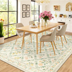PLHXFR Area Rug Living Room: 4x6 Floral Washable Boho Carpet Beige Multi | - Image 4