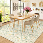 PLHXFR 8x10 Area Rug Living Room: Floral Washable Boho Carpet Beige Multi | - Image 4