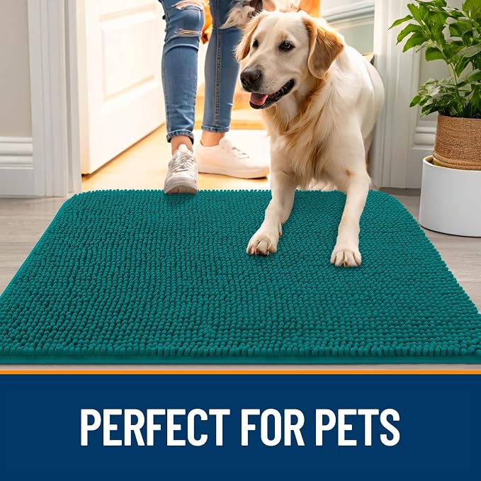 OLANLY Dog Door Mat for Muddy Paws 47x20, Super Absorbent Chenille Mud Mat | - Image 6