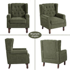 Lumibee High Back Accent Chair Set of 2,Upholstered Wingback Armchair with Solid Wood Legs for Small Spaces,Comfy Single Sofa Chair for Living Room,Bedroom,Office-Green