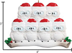 Owl Family of 7 Ornament 2025 Personalized Family Christmas Ornaments 2025 | White Holiday Keepsake Woodland Owls Personalized Tree Ornaments for Grandchildren, Siblings & Grandkids of Seven Ornament