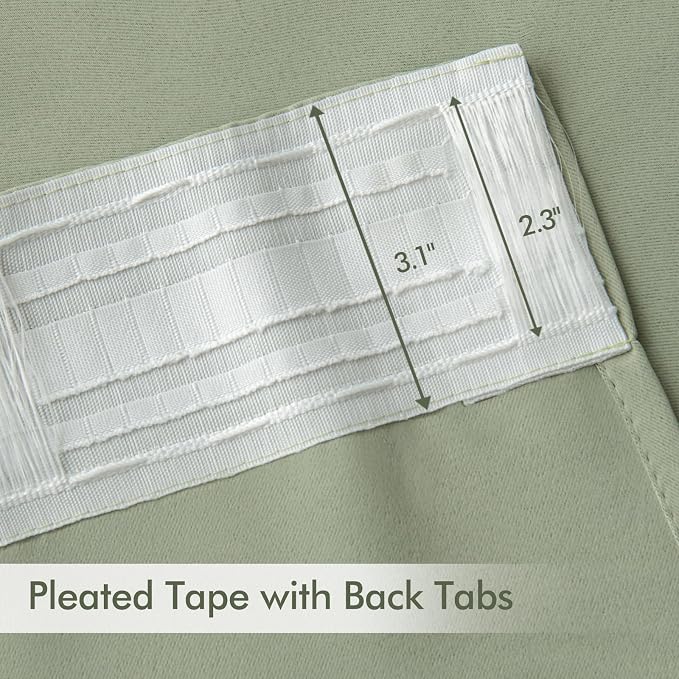 MIULEE Sage Green Back Tab Blackout Curtains 72x84 Inch Length 2 Panels Set | - Image 4