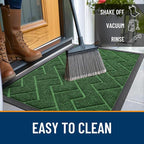 OLANLY Front Door Mat Outside 71x23, All-Season Absorbent Rubber Doormat | Green - Image 6