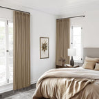 Light Brown Blackout Linen Curtains 108 Inches Long Pinch Pleated | Black Out - Image 7