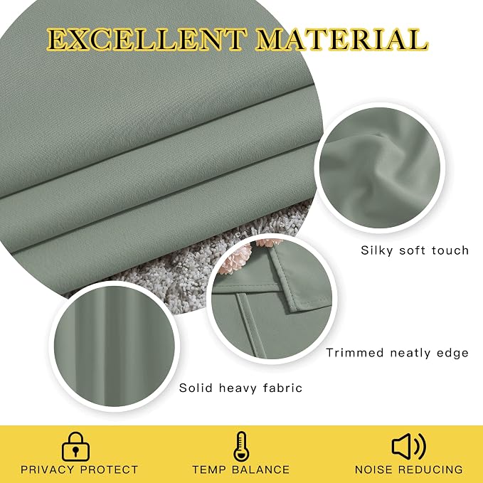 NICETOWN Sage Green Blackout Curtains & Drapes - Image 4