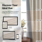 100% Blackout Linen Textured Curtains 96 Inch Long, Butter Cream | 100% - Image 7