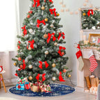 Christmas Tree Skirt, 36 Inch White Snowflakes Blue Background Xmas Tree Skirt for Christmas New Year Party Decorations Christmas Tree Mat