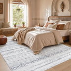 cotiled Boho 9x12 Area Rug for Living Room: Large Moroccan Washable Rug | Stain - Image 6