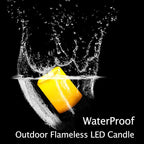 CANDLE CHOICE Waterproof Outdoor Battery Operated Flameless Candles with Remote Timer Plastic Flickering Fake Electric LED Pillars for Lantern Garden Wedding Christmas Decorations 3x4 Inches 2 PCS