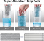 JOYMOOP Mop Replacement Pads, Reusable Microfiber Mop Pads for 13-inch Flat Mop and Mop Bucket Set, Pack of 2 Refills - Grey and Stripe