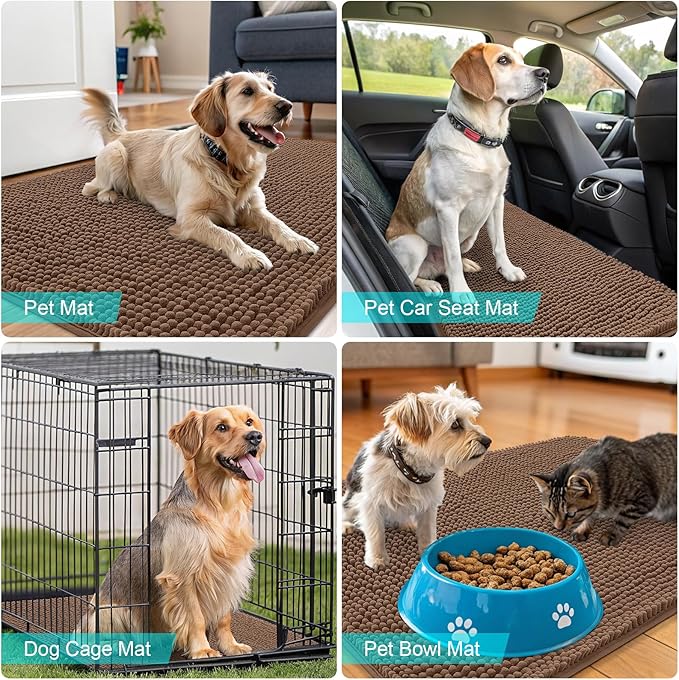 OLANLY Dog Door Mat for Muddy Paws 47x24, Super Absorbent Chenille Mud Mat | - Image 7