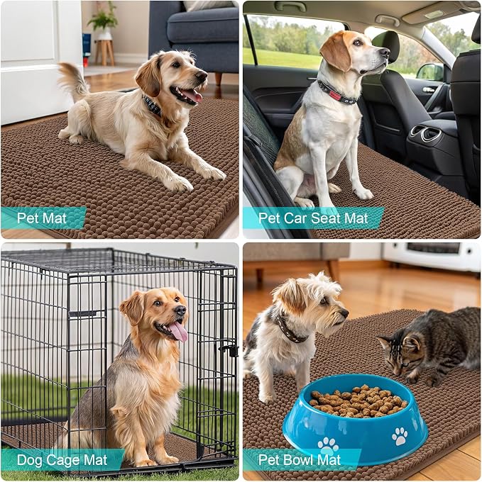 OLANLY Dog Door Mat for Muddy Paws 70x24, Super Absorbent Chenille Mud Mat | - Image 7