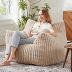 Giant Bean Bag Chairs for Adults with Filling Plush Fluffy Bean Bag Chairs for Teens with Armrests Comfy BeanBag Lazy Couch Sofa Chair for Bedroom Living Room Reading
