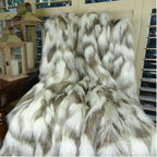 Ivory Faux Fur Throw Blanket & Bedspread Tibet Fox Fur - Ivory Beige Luxury Soft Faux Fur, Handmade in US, 16445