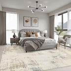 Area Rug Living Room: 8x8 Modern Washable Soft Carpet Beige Brown | - Image 3