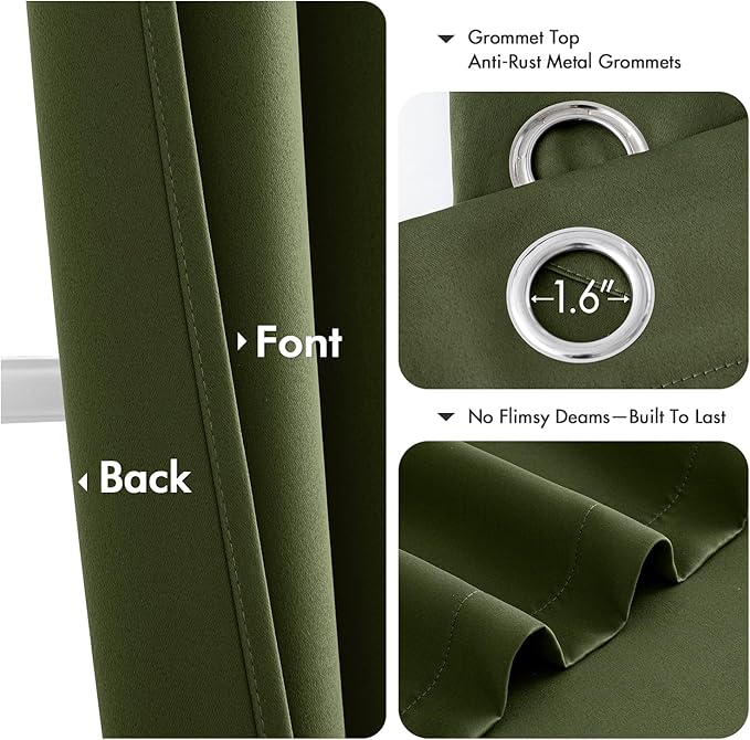 MIULEE Blackout Curtains for Bedroom 2 Panels 40 x 96 Inch Long Olive Green | - Image 4