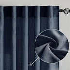 MIULEE Navy Blue Linen Curtains 52x84 Inch 2 Panels - Image 2