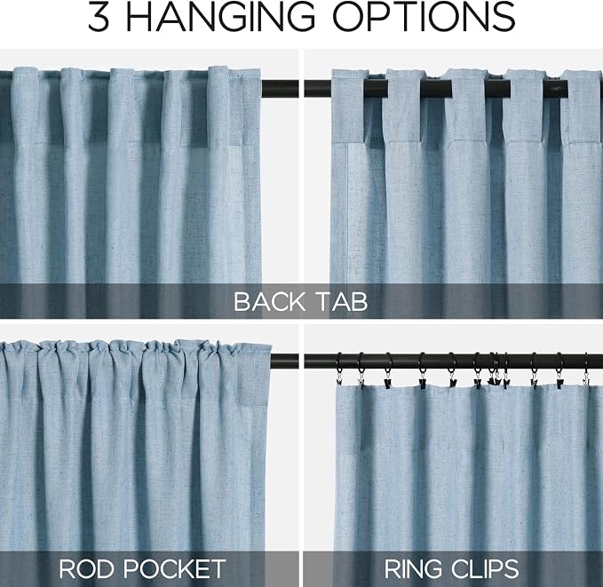 Blue Extra Long Curtain 102 inches Long 2 Panels Set - Image 3