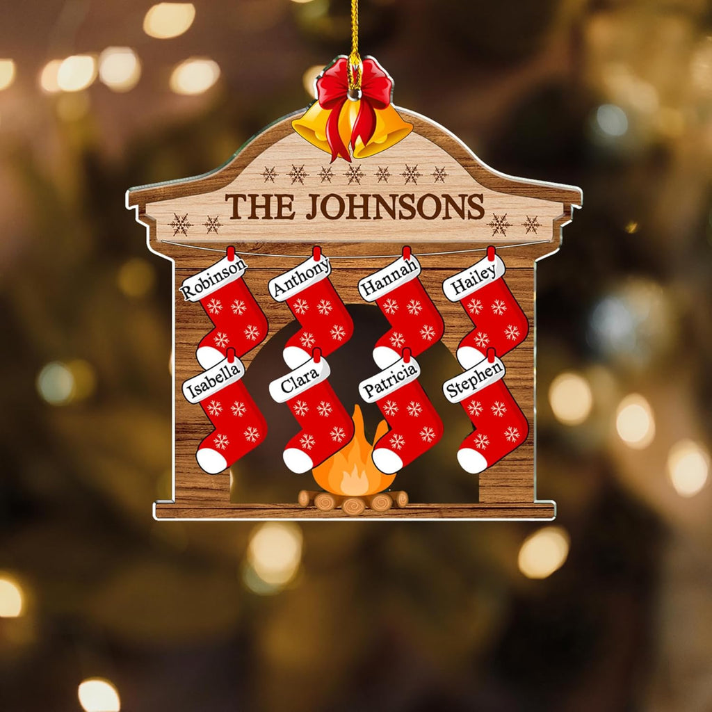 Stocking Personalized Family Christmas Acrylic Ornament 2025-3D Inflated Effect Custom Name Hanging Stock up to 10 Members, First Xmas as A Family Ornament Gifts