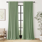 100% Blackout Linen Curtains 84 Inch Length 2 Panels Set by Guken