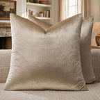 GIGIZAZA Taupe Velvet Pillow Covers 24x24 Decorative Pillows Pack of 2 | by GIGIZAZAFocusingonhomedecoration