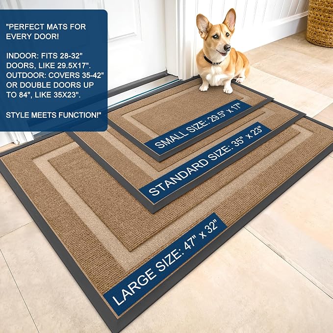 OLANLY Front Door Mat Outside 59x23, All-Season Heavy-Duty Rubber Doormat | - Image 2