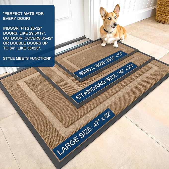 OLANLY Front Door Mat Outside 33x21, All-Season Heavy-Duty Rubber Doormat | - Image 2