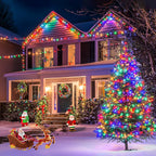 JMEXSUSS 168FT 600 LED Christmas Decor Lights - 8 Modes Multicolor Outdoor/Indoor Waterproof Plug-in Party Holiday Decorations