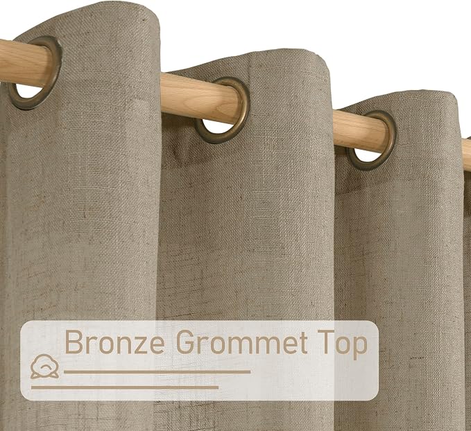 Taupe Short Linen Curtains for Small Windows 40 Inch Length, Semi Sheer Light - Image 4