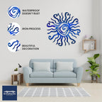 Riverside Designs Wacky Sun Metal Wall Art Indoor/Outdoor Decor - 36" Blue Rust Proof Wall Sculpture - Made in USA - Ideal for Bedroom, Garden, Home, Patio and Farmhouse