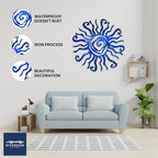 Riverside Designs Wacky Sun Metal Wall Art Indoor/Outdoor Decor - 24" Blue Rust Proof Wall Sculpture - Made in USA - Ideal for Bedroom, Garden, Home, Patio and Farmhouse