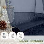Navy Blue Sheer Curtains 108 Inches Long 2 Pcs, Rustic Farmhouse Dual Rod - Image 8