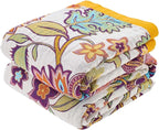 Boho Throw Blanket for Bed, 100% Cotton Soft Rustic Quilt Fall Blanket, 90"x98" Floral Printed Farmhouse Decor Bed Blankets, All Season Rustic Reversible Bohemian Throw Quilt