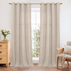 YoungsTex Curtains 90 Inch Length, Linen Light Filtering Drapes Grommet | by YoungsTex