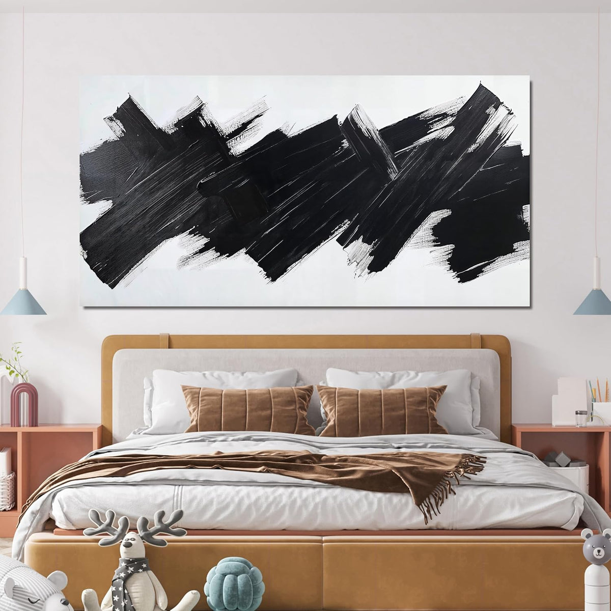 AIXMGSJS Canvas Wall Art Decor Modern Wall Pictures for Living Room Black Minimalist Wall Art Black Abstract Art Wall Artwork for Walls Canvas Prints Art Work For Home Kitchen Office Decor 20" X 40"