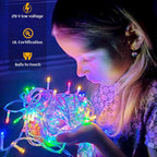 Icicle lights Outdoor - 33ft Christmas Lights with 400LED 75 Drops 8 Modes, Plug in Curtain String Lights Waterproof for Holiday Wedding Party Home Garden Bedroom Indoor Outdoor Decoration, Multicolor